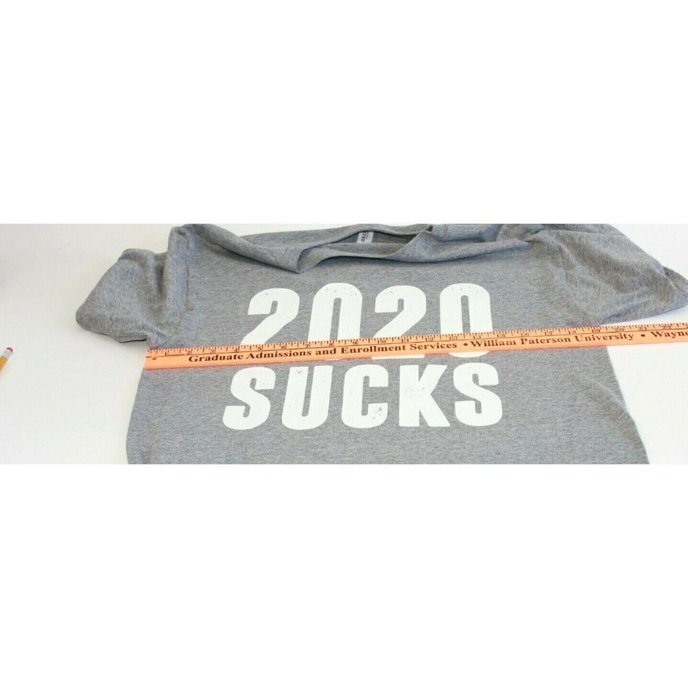Jerzees 2020 Sucks Mens T Shirt Sz M Gray Graphic Tee S/S Unisex Crew Pandemic - Picture 7 of 7